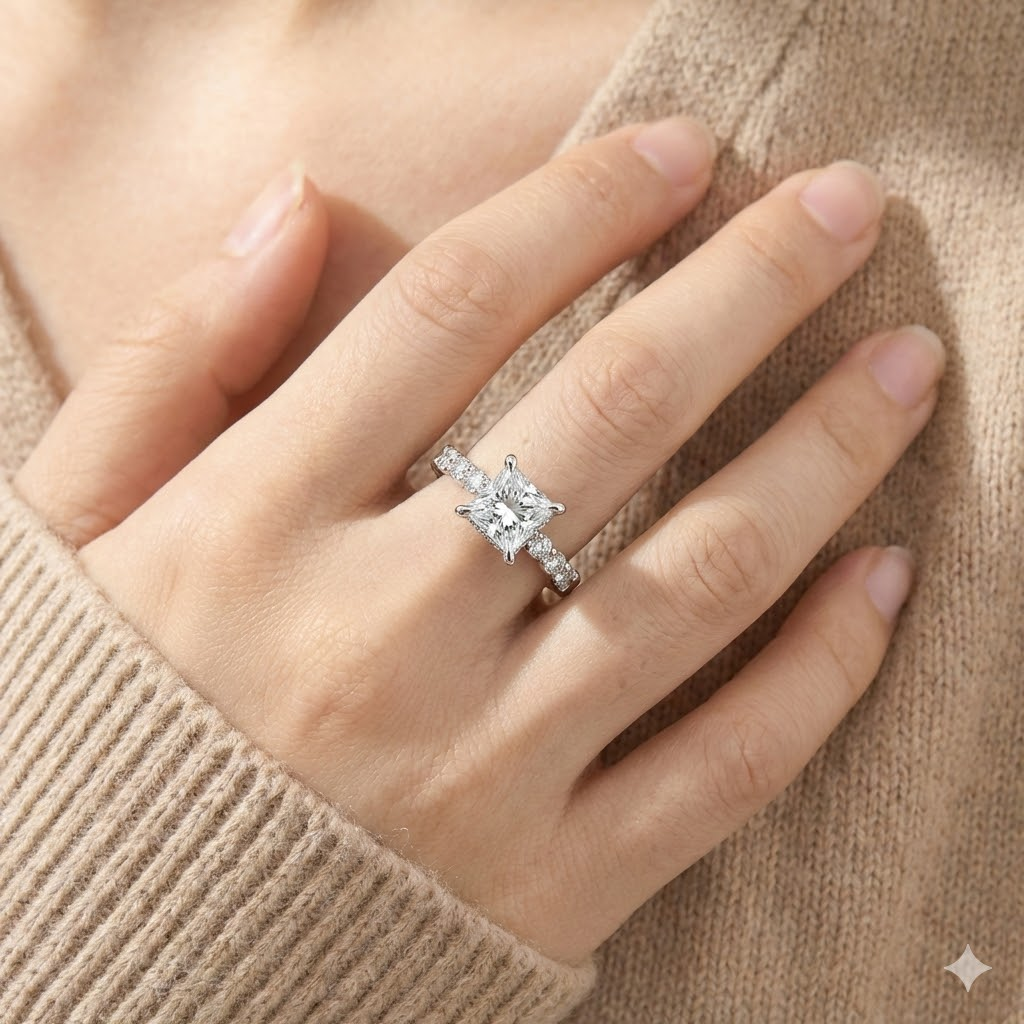 The Duchess | Princess Cut Hidden Halo Ring